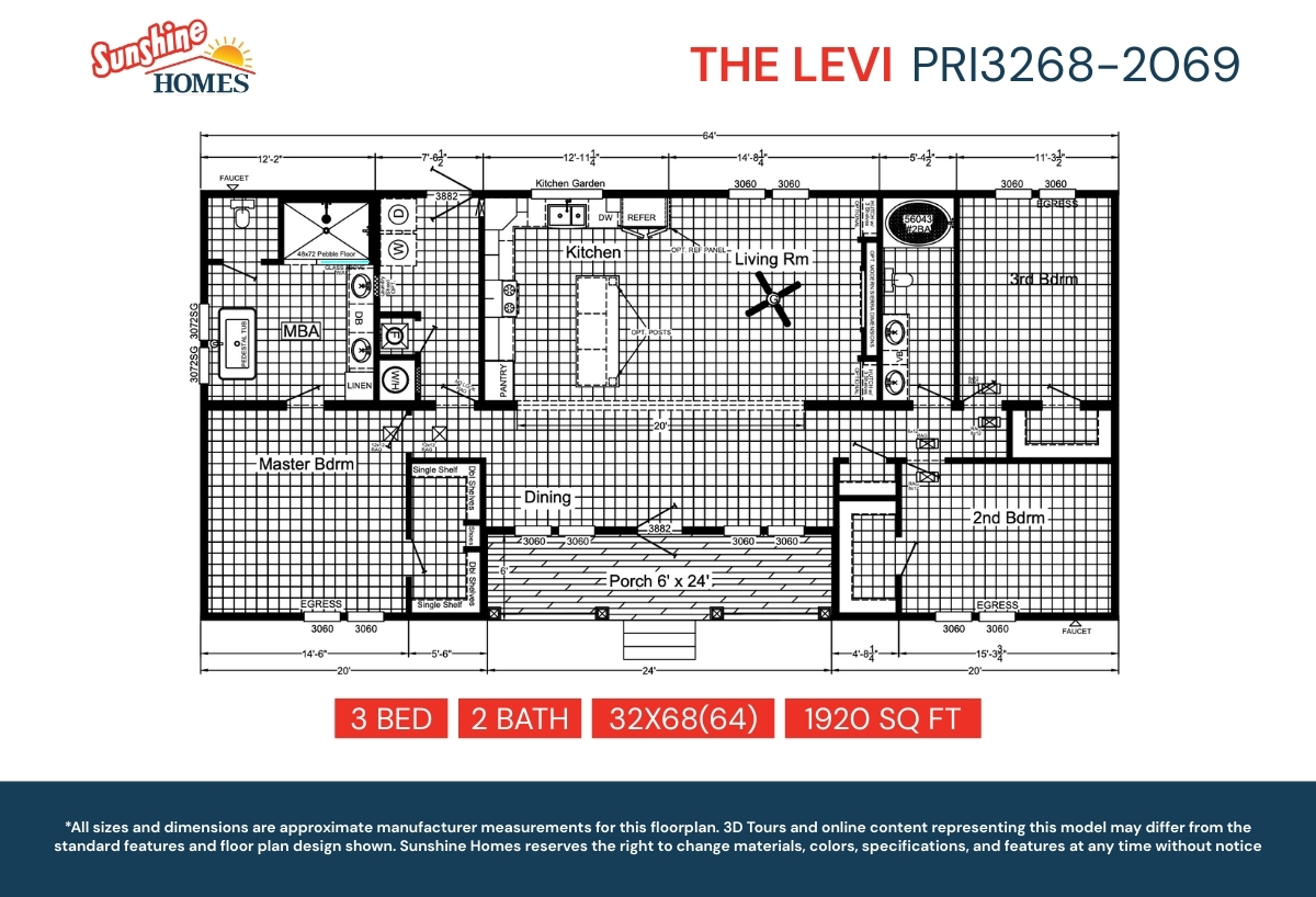 Prime The Levi PRI3268-2069 by Sunshine Homes - Marty Wright Home
